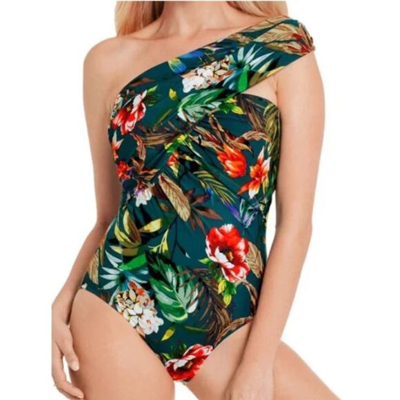 Magicsuit Slimtex Serenity Goddess Floral One Piece Swimsuit Womens 8 Pool Beach - Picture 1 of 10